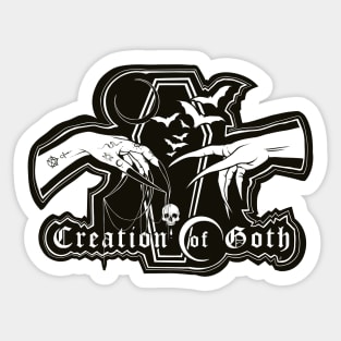 Creation of Goth - retro dark, half moon, night night, vampire, dark sticker, gothic Creation of Adam Sticker